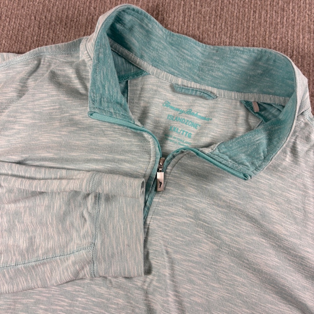 Tommy Bahama Island Zone Seafoam Green Quarter Zip Pullover Men's Size XXL